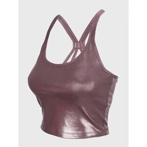 Calvin Klein Printed Strappy-Back Tank Top Luster Java Pink XS NWT